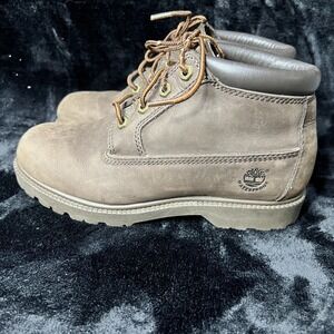 Timberland Nellie Women's 6.5M Boots Gray Leather Waterproof Lace Up Ankle Boots